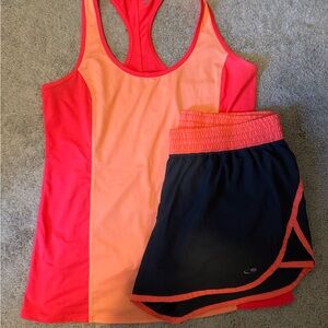 Champion Grey / Orange Athletic Shorts and Tank Set